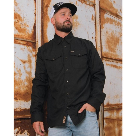 DIXXON Flannel Sz XL Outlaw 2023 10 Year Anniversary Gold Snap Solid Black BNIB - Picture 3 of 3